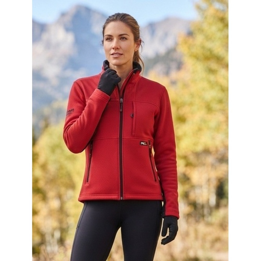 RLX Ralph Lauren Full Zip Fleece Jacket Women's Large Red Activewear Athletic
